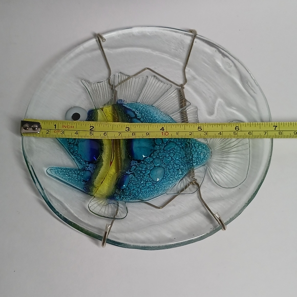 Set of 3 Fused Art Glass Fish 🐟 on Clear Plates Wall Decor - Picture 10 of 15